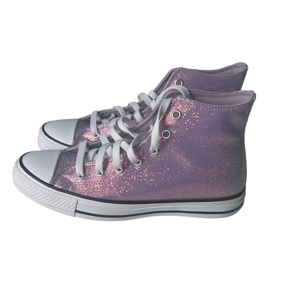 Converse Chuck Taylor All Star Hi Lilac Iridescent Glitter Kids Sz 6 A14333C NEW